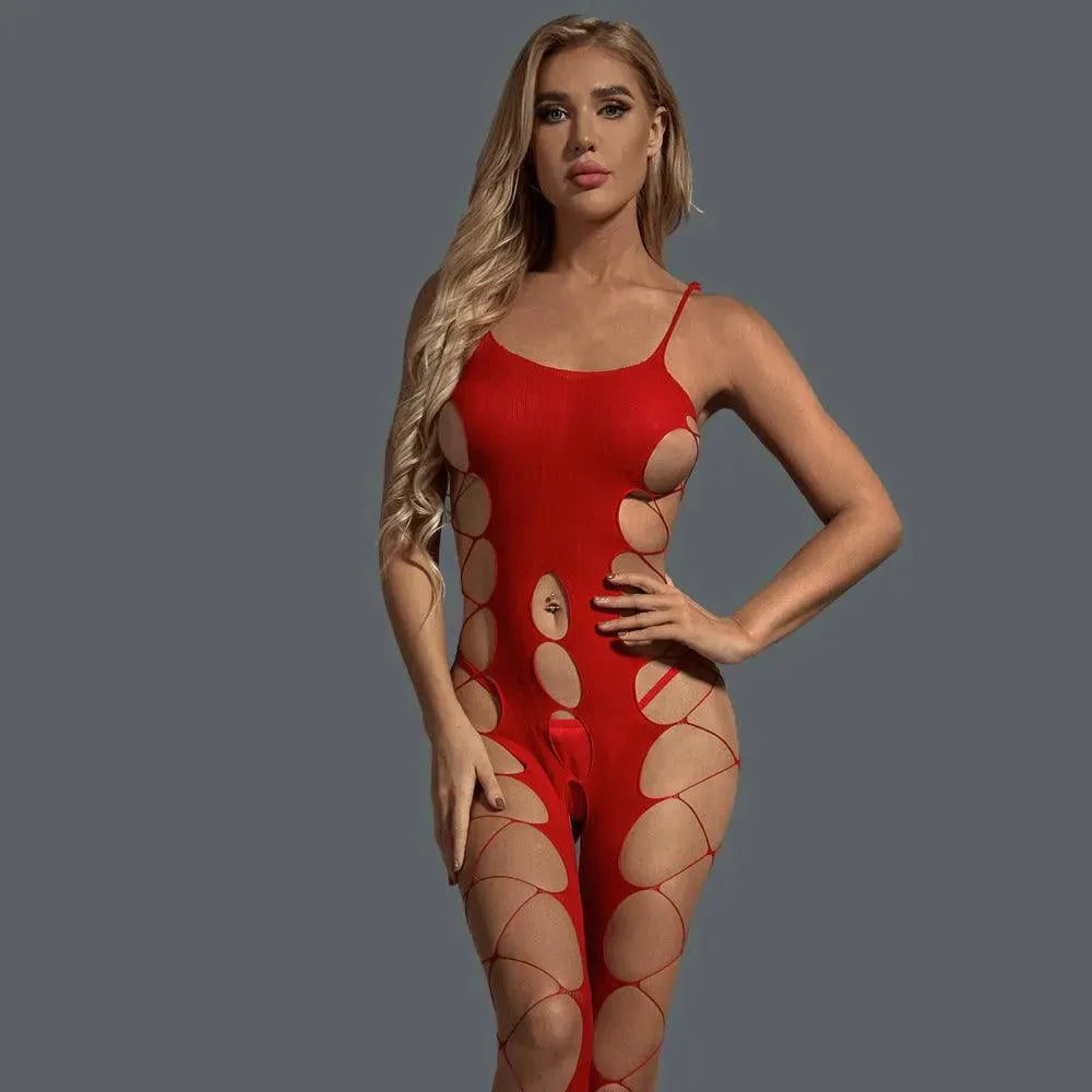 Black Strapped Up Sheer Bodystocking -One Size - EdenSeduce